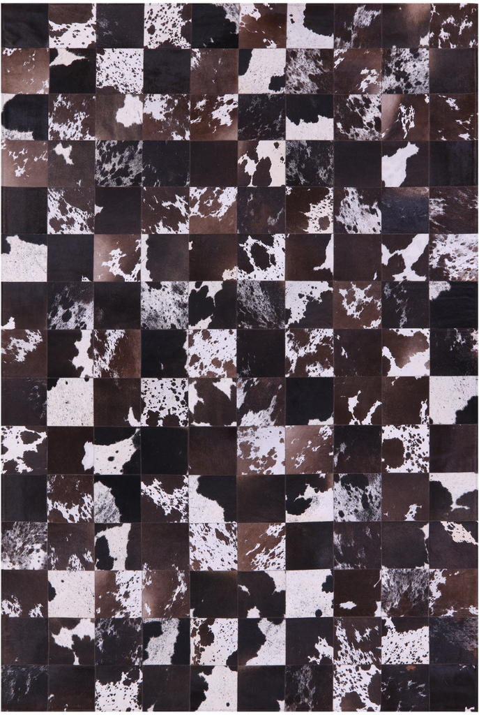 Salt & Pepper Patchwork Natural Black & Brown Cowhide Rug - 6' 7" x 9' 9"