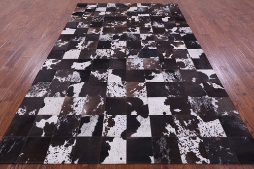 Salt & Pepper Patchwork Natural Black & Brown Cowhide Rug - 6' 7