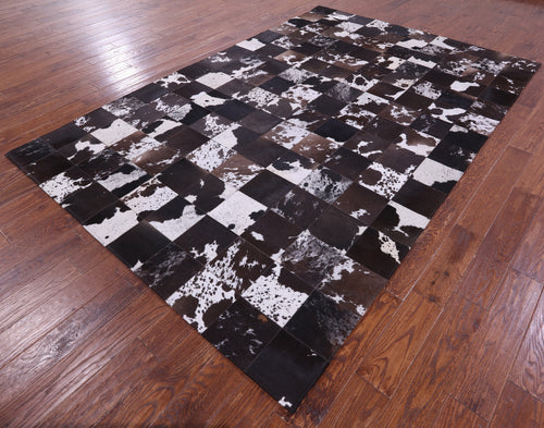Salt & Pepper Patchwork Natural Black & Brown Cowhide Rug - 6' 7