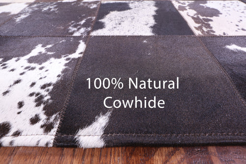 Salt & Pepper Patchwork Natural Black & Brown Cowhide Rug - 6' 7