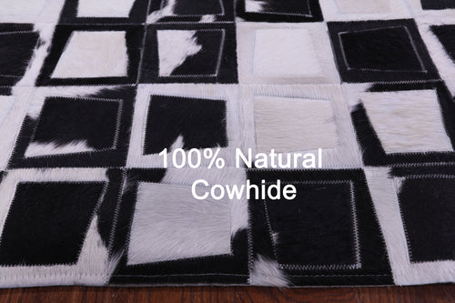 Wabi-Sabi Black & White Patchwork Natural Cowhide Rug - 6' 10