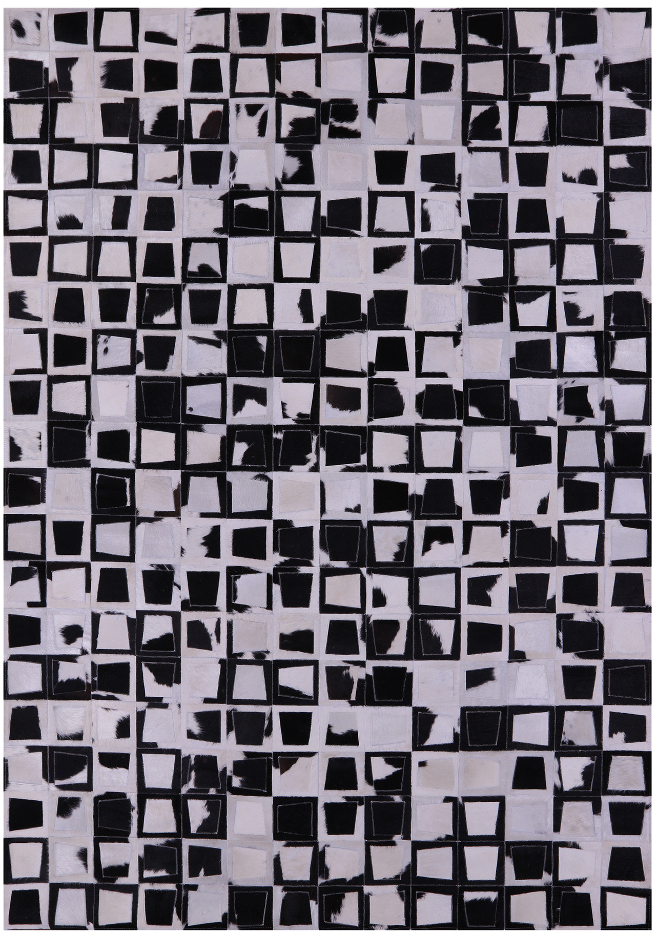 Wabi-Sabi Black & White Patchwork Natural Cowhide Rug - 6' 10" x 9' 8"