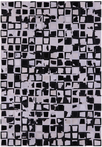 Thumbnail for Wabi-Sabi Black & White Patchwork Natural Cowhide Rug - 6' 10