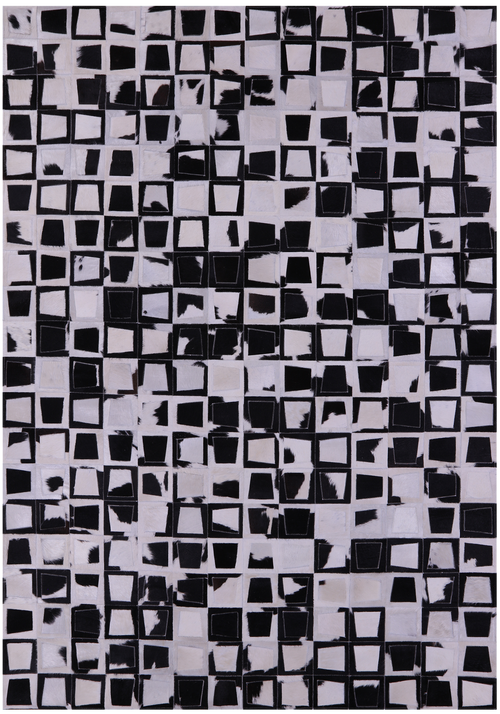 Wabi-Sabi Black & White Patchwork Natural Cowhide Rug - 6' 10