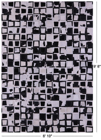 Thumbnail for Wabi-Sabi Black & White Patchwork Natural Cowhide Rug - 6' 10