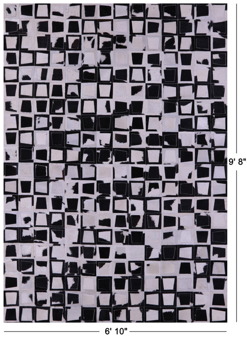 Wabi-Sabi Black & White Patchwork Natural Cowhide Rug - 6' 10