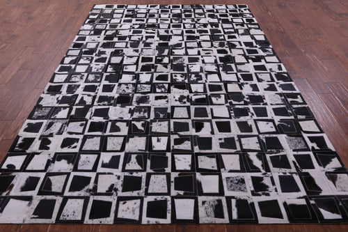 Wabi-Sabi Squares Patchwork Natural Black & White Cowhide Rug - 6' 10
