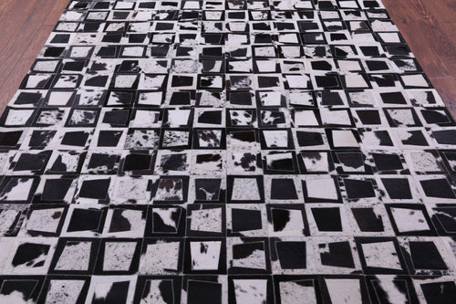 Wabi-Sabi Squares Patchwork Natural Black & White Cowhide Rug - 6' 10