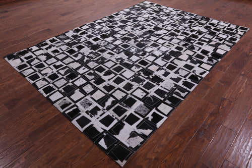 Wabi-Sabi Squares Patchwork Natural Black & White Cowhide Rug - 6' 10