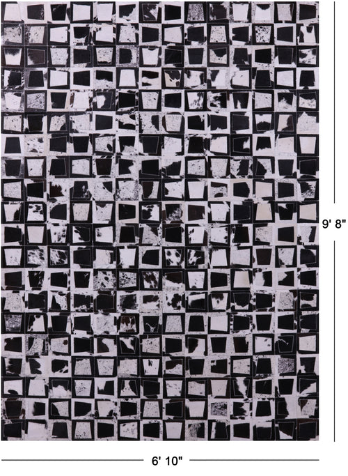 Wabi-Sabi Squares Patchwork Natural Black & White Cowhide Rug - 6' 10