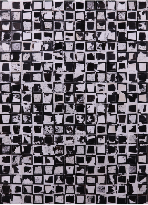 Wabi-Sabi Squares Patchwork Natural Black & White Cowhide Rug - 6' 10