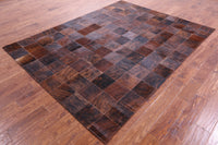 Thumbnail for Brindle Brown Patchwork Natural Cowhide Rug - 6' 6