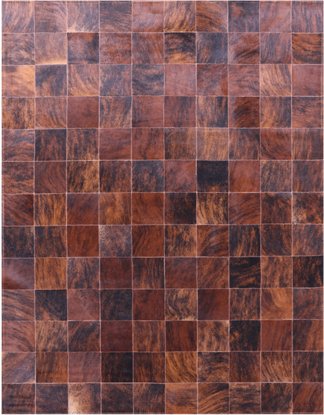 Brindle Brown Patchwork Natural Cowhide Rug - 6' 6" x 8' 5"