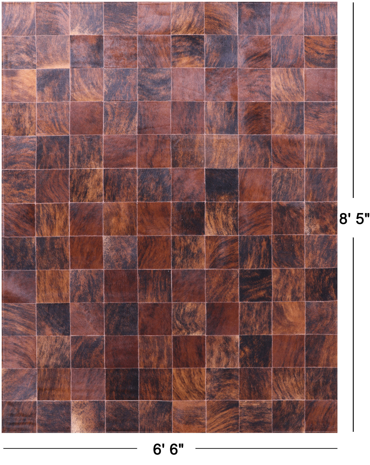 Brindle Brown Patchwork Natural Cowhide Rug - 6' 6" x 8' 5"