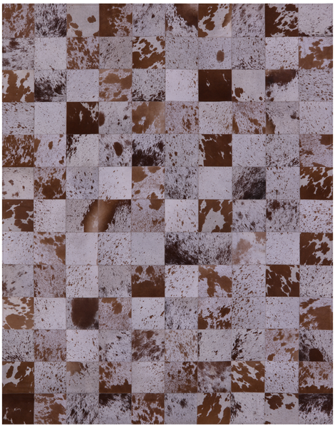 Brown & White Salt & Pepper Patchwork Natural Cowhide Rug - 6' 6" x 8' 4"