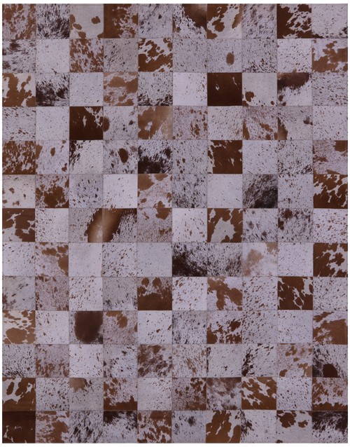 Brown & White Salt & Pepper Patchwork Natural Cowhide Rug - 6' 6