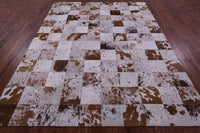 Thumbnail for Brown & White Salt & Pepper Patchwork Natural Cowhide Rug - 6' 6