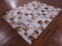 Thumbnail for Brown & White Salt & Pepper Patchwork Natural Cowhide Rug - 6' 6