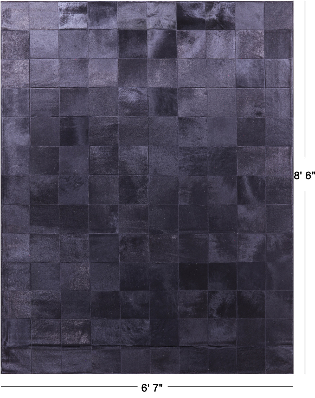 Black Patchwork Natural Cowhide Rug - 6' 7" x 8' 6"