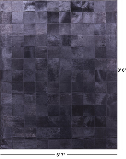 Black Patchwork Natural Cowhide Rug - 6' 7