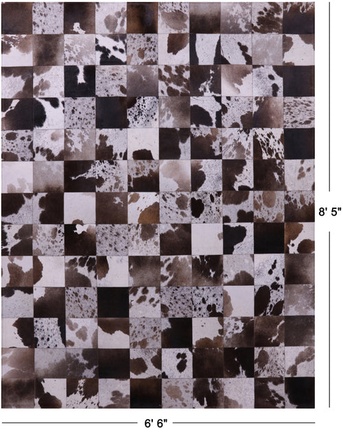 Brown & White Patchwork Natural Cowhide Rug - 6' 6