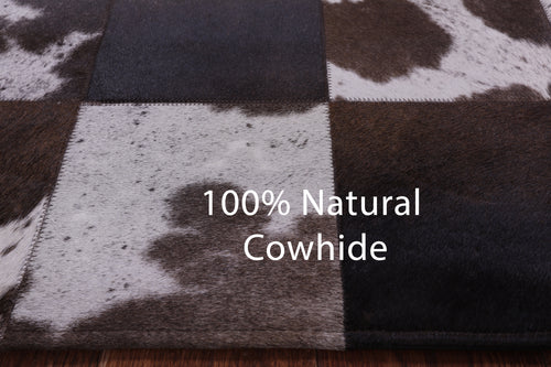 Brown & White Patchwork Natural Cowhide Rug - 6' 6
