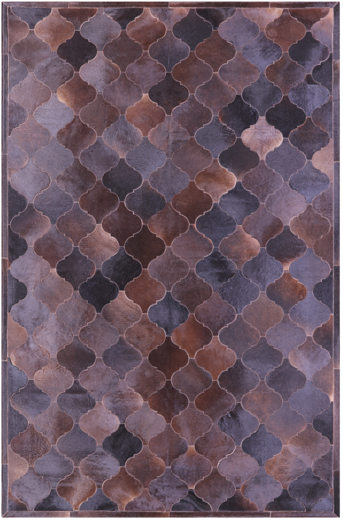 Lantern Tile Brown Patchwork Natural Cowhide Rug - 6' 8" x 10' 0"