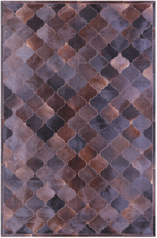 Lantern Tile Brown Patchwork Natural Cowhide Rug - 6' 8