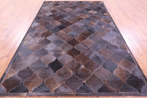 Lantern Tile Brown Patchwork Natural Cowhide Rug - 6' 8