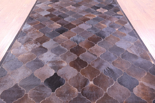 Lantern Tile Brown Patchwork Natural Cowhide Rug - 6' 8