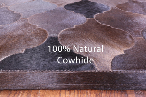 Lantern Tile Brown Patchwork Natural Cowhide Rug - 6' 8