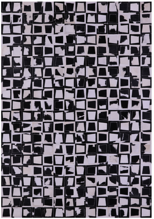 Wabi-Sabi Black & White Patchwork Natural Cowhide Rug - 6' 10