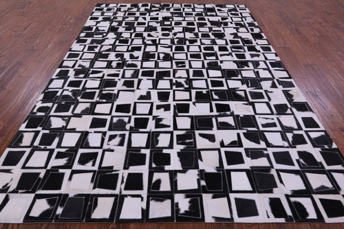 Wabi-Sabi Black & White Patchwork Natural Cowhide Rug - 6' 10
