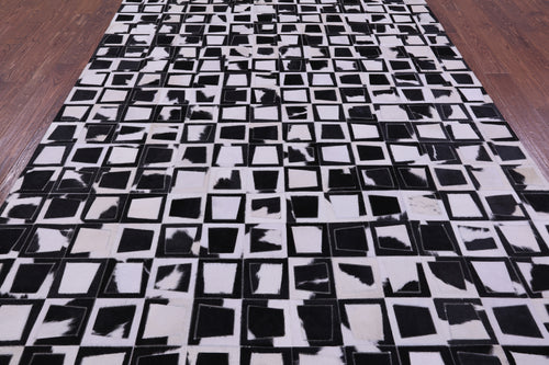Wabi-Sabi Black & White Patchwork Natural Cowhide Rug - 6' 10