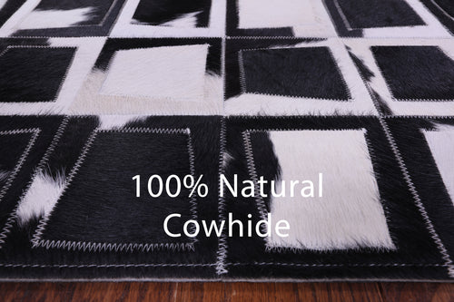 Wabi-Sabi Black & White Patchwork Natural Cowhide Rug - 6' 10