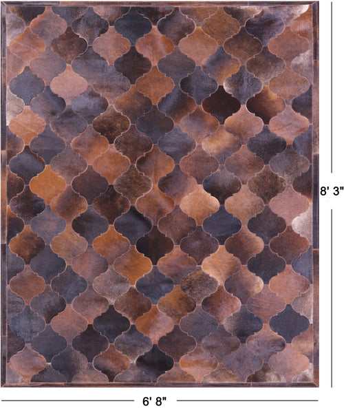 Lantern Tile Brown Patchwork Natural Cowhide Rug - 6' 8