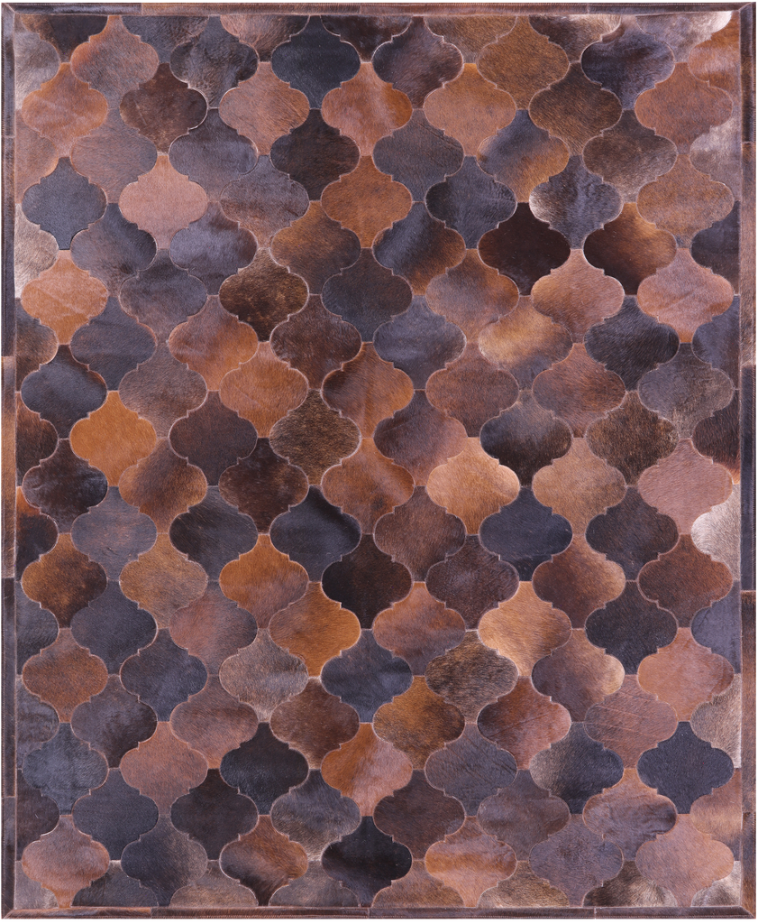 Lantern Tile Brown Patchwork Natural Cowhide Rug - 6' 8" x 8' 3"