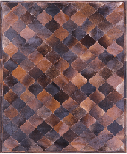 Lantern Tile Brown Patchwork Natural Cowhide Rug - 6' 8