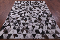 Thumbnail for Black Brown & White Patchwork Natural Cowhide Rug - 6' 8