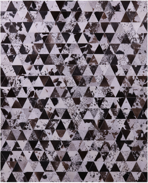 Black Brown & White Salt & Pepper Patchwork Natural Cowhide Rug - 6' 8