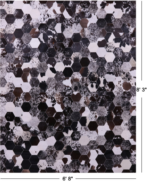 Black & White Patchwork Natural Cowhide Rug - 6' 8