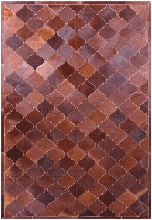 Lantern Tile Brown Patchwork Natural Cowhide Rug - 6' 8