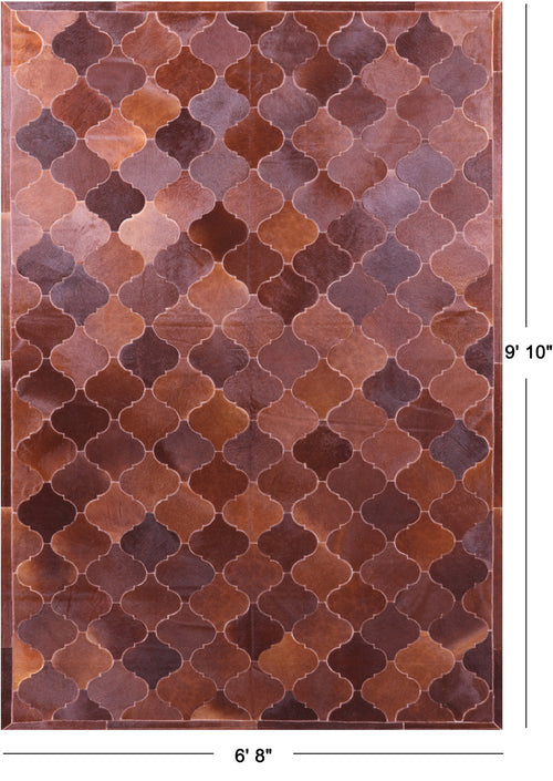 Lantern Tile Brown Patchwork Natural Cowhide Rug - 6' 8