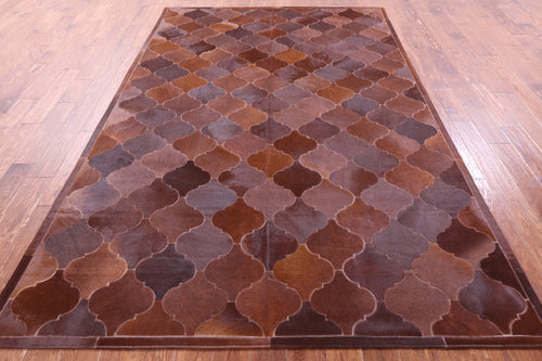 Lantern Tile Brown Patchwork Natural Cowhide Rug - 6' 8