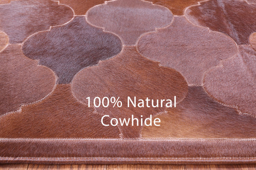 Lantern Tile Brown Patchwork Natural Cowhide Rug - 6' 8