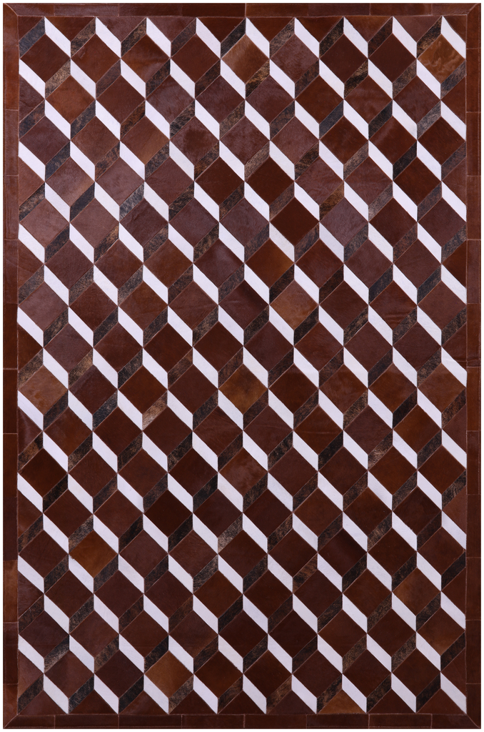 Brown & White Patchwork Natural Cowhide Rug - 6' 8" x 10' 0"