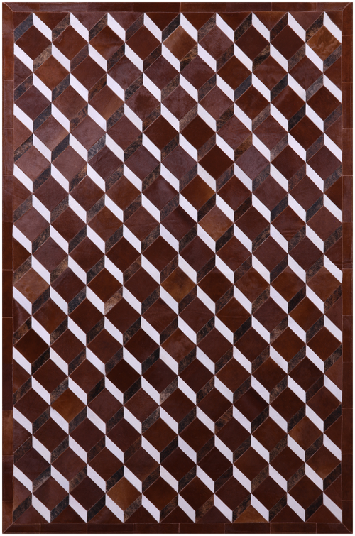 Brown & White Patchwork Natural Cowhide Rug - 6' 8