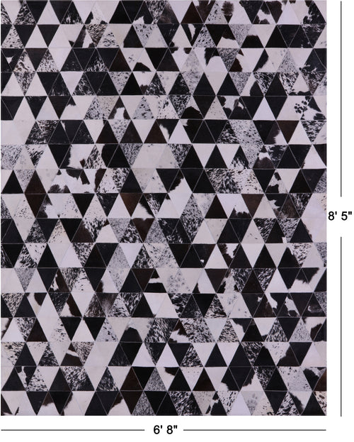 Black & White  Salt & Pepper Patchwork Natural Cowhide Rug - 6' 8
