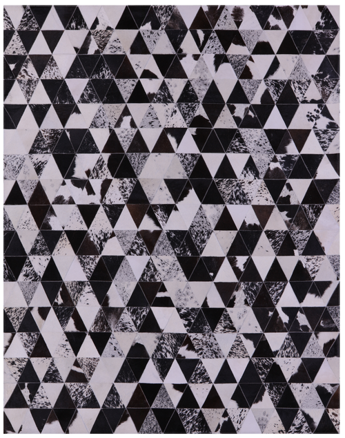 Black & White  Salt & Pepper Patchwork Natural Cowhide Rug - 6' 8