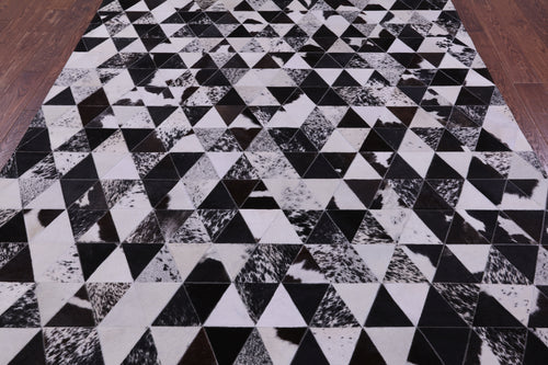Black & White  Salt & Pepper Patchwork Natural Cowhide Rug - 6' 8